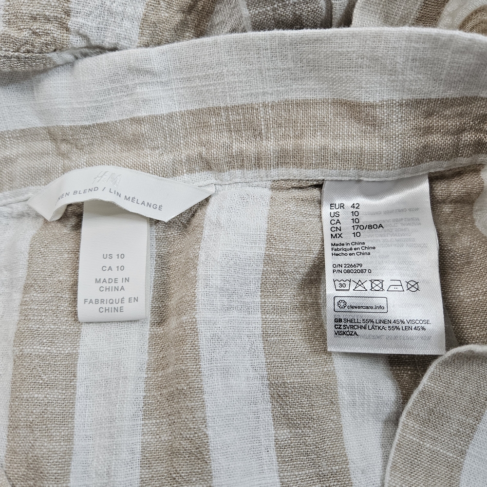 H&M Beige and White Striped Button-Front A-Line Skirt - Picture 4 of 7